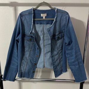LOGO by Lori Goldstein Frayed Edge Denim Jacket